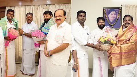 Annamalai and CT Ravi meet (L) OPS and (R) EPS