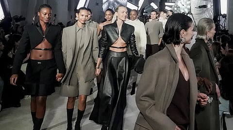 Fashion from Brandon Maxwell is modeled during Fashion Week