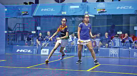 Action during the Junior Women Group B match between
India and Singapore on Friday