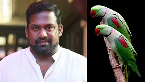 Robo Shankar (L), Green Alexandrine parrot (R)