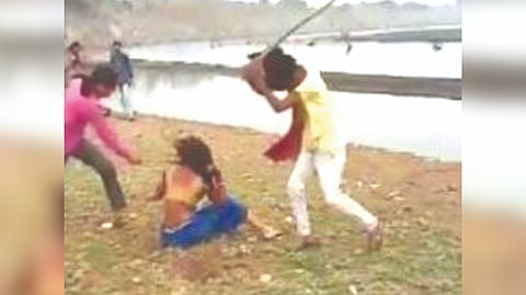 Screen grab from the video of attack on woman