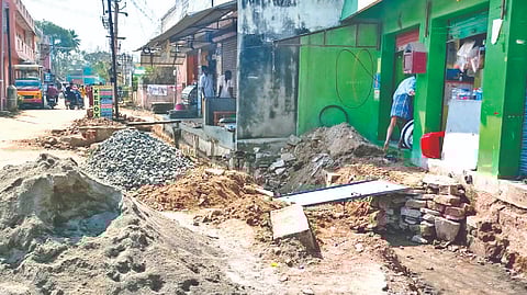 The under construction drain in Vellore?s Salavanpet