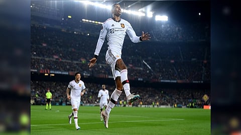 Marcus Rashford celebrating a goal.