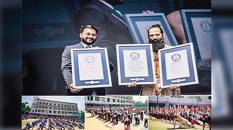 Akshar Yoga creates triple Guinness World Records in 3 Yoga Asanas