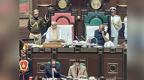 Madhya Pradesh Governor Mangubhai Patel addressing the assembly