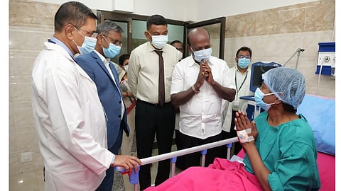 Health Minister Ma Subramanian met the patient and enquired about his health