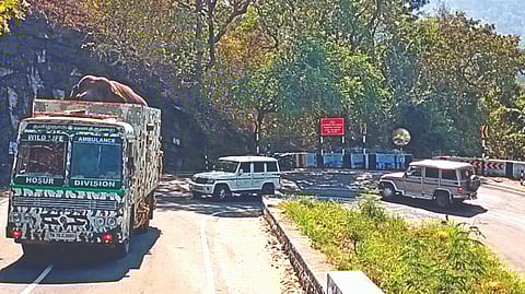 The captured elephant taken in a lorry to Valparai on Friday