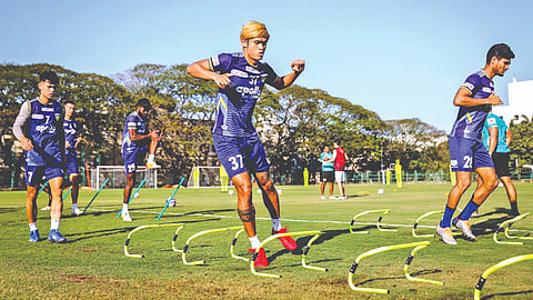 Chennaiyin FC players at a training session