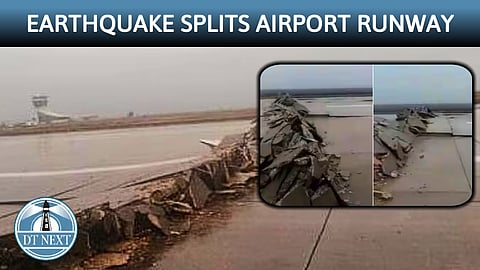 Massive earthquake splits airport runway