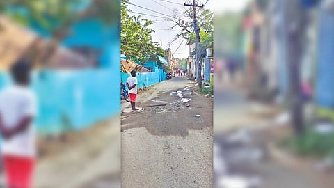 Potholed Easwari Nagar Main Road in Pallavaram