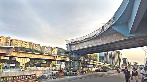 Incomplete work at Kamaraj Nagar.