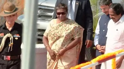 Prez Murmu was received by Tamil Nadu Governor RN Ravi, Minister Mano Thangaraj, District collector Sridhar and officials