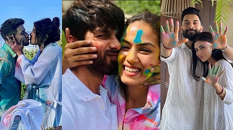 (L to R) Priyanka Chopra with Nick Jonas, Shahid Kapoor with Mira Rajput and Mouni Roy and Suraj Nambiar