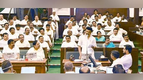 MK Stalin addressing the house