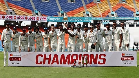 Indian Cricket team with the Border-Gavaskar trophy