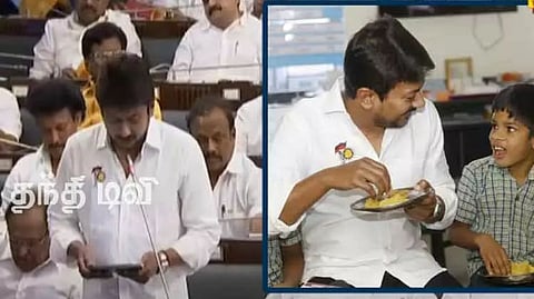 Udhayanidhi Stalin speaking at the Assembly (left)