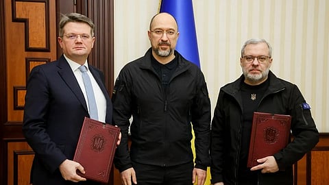 Denys Shmyhal with Artur Lorkowski (Left) and