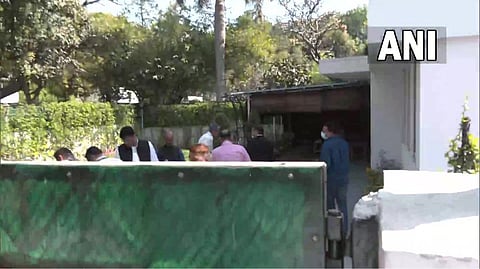 CBI team arrive at the residence of RJD MP Misa Bharti to question party chief and her father Lalu Prasad Yadav in connection with the land-for-job case.