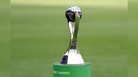 A view of the trophy displayed on the pitch prior to the final match between Ukraine and South Korea at the U20 World Cup soccer, in Lodz, Poland