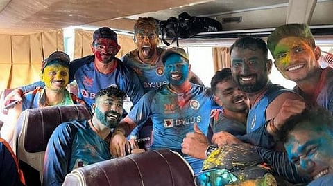 Team India celebrates Holi