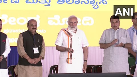 Modi inaugurates Bengaluru-Mysuru expressway at a public rally in Mandya district.