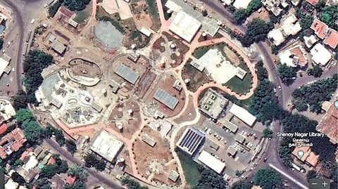 An aerial view of the Thiru Vi Ka Park in Shenoy Nagar