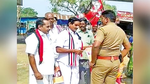Police arresting AIADMK cadre in Ariyalur on Thursday