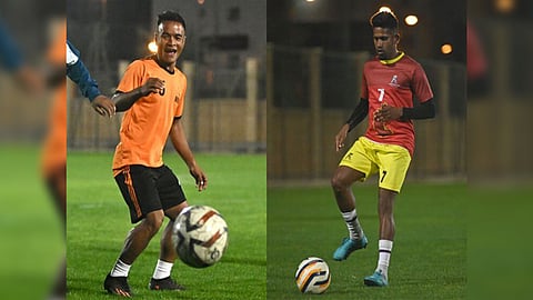 Meghalaya and Karnataka players during practice