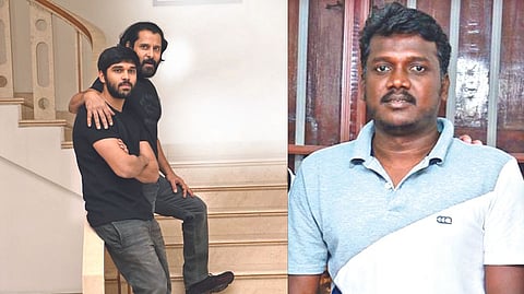 Vikram with Dhruv Vikram; Mari Selvaraj