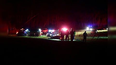 A general view of the site after helicopters crashed in Trigg County