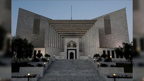 A general view of the Supreme Court of Pakistan building at the evening hours, in Islamabad, Pakistan April 7, 2022.