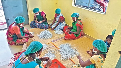 Women workers at the sanitary napkin unit in Tiruvannamalai