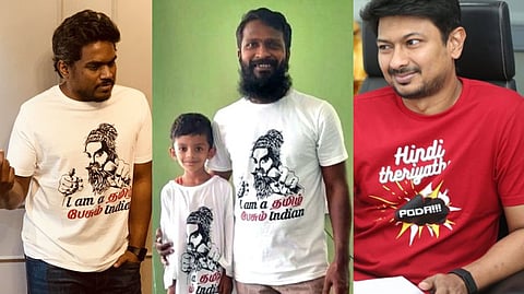 (From L to R) Yuvan Shankar Raja, Vetrimaaran with his son, Udhayanidhi Stalin