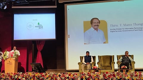 T Mano Thangaraj, TN minister for IT and digital services, delivered the keynote address to the audience.