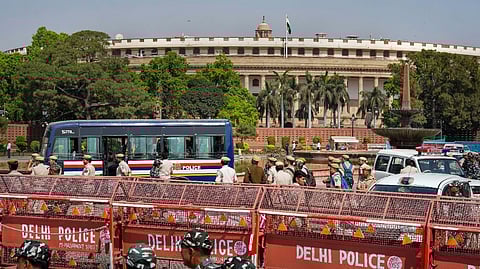 Security personnel deployed near Parliament House ahead of the Opposition leaders' protest march