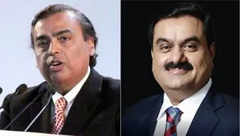 (L-R): Mukesh Ambani and Gautam Adani