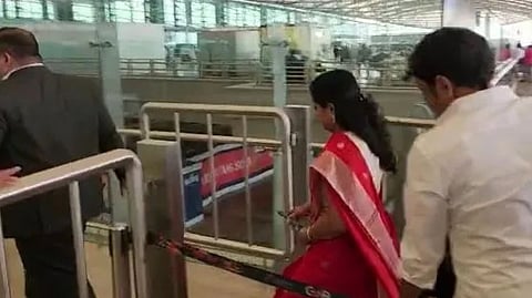 The Bharat Rashtra Samithi (BRS) leader was spotted at the Rajiv Gandhi International Airport here amid tight security to catch a flight for the national capital