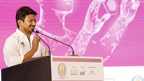 State Sports Minister Udhayanidhi Stalin speaking at the three-day Umagine conclave.
