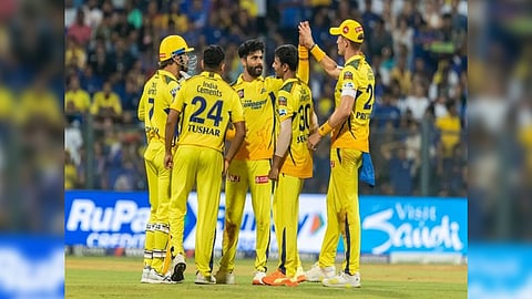 CSK team celebrating a wicket