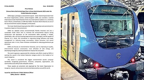Press release; a metro train