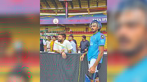 Rishabh Pant was in attendance for the Delhi versus RCB match