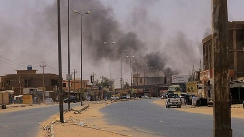 Smoke rises near Halfaya Bridge between Omdurman and Khartoum North