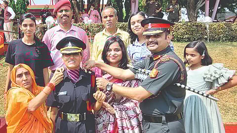 Rekha Singh being commissioned into the Indian Army