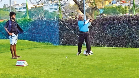 Ganesan teeing off at the President?s Shield and
Veterans Trophy at the Cosmo TNGF