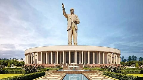 125-feet statue of Dr B. R. Ambedkar was unveiled on the banks of Hussain Sagar lake in the heart of Hyderabad