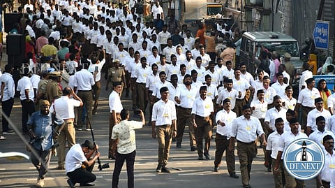 Visuals from the RSS rally held at Korattur, Chennai on Sunday.