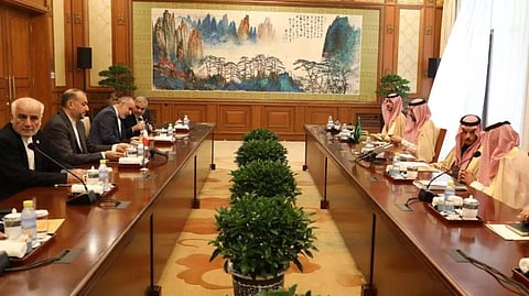 Iran and Saudi diplomats holding discussion