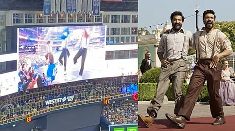 Mascots grooving to 'Nattu Nattu'; Still from the film.