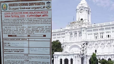 GCC has started the work of pasting stickers on houses of patients