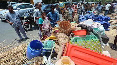 GCC evicted at least 12 bamboo shops run by migrants workers in Chetpet